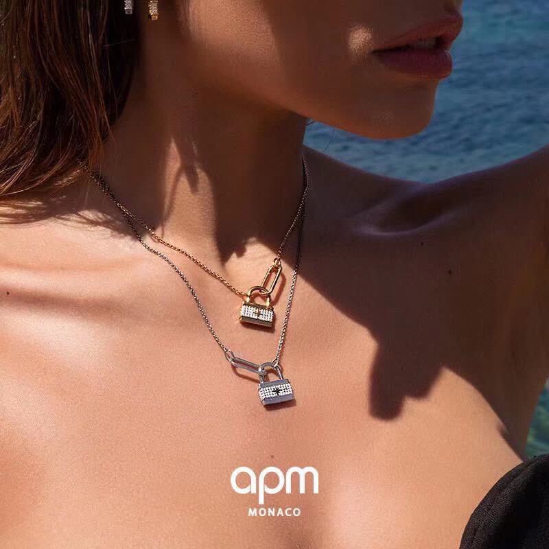APM Monaco Gold Lock Pendant Necklace